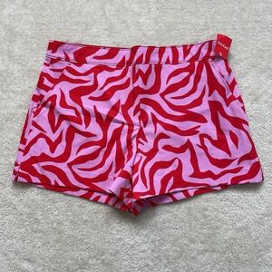 SPANX On The Go Pull On Shorts Classic Polished Red Zebra Print 4" Short XL NWT